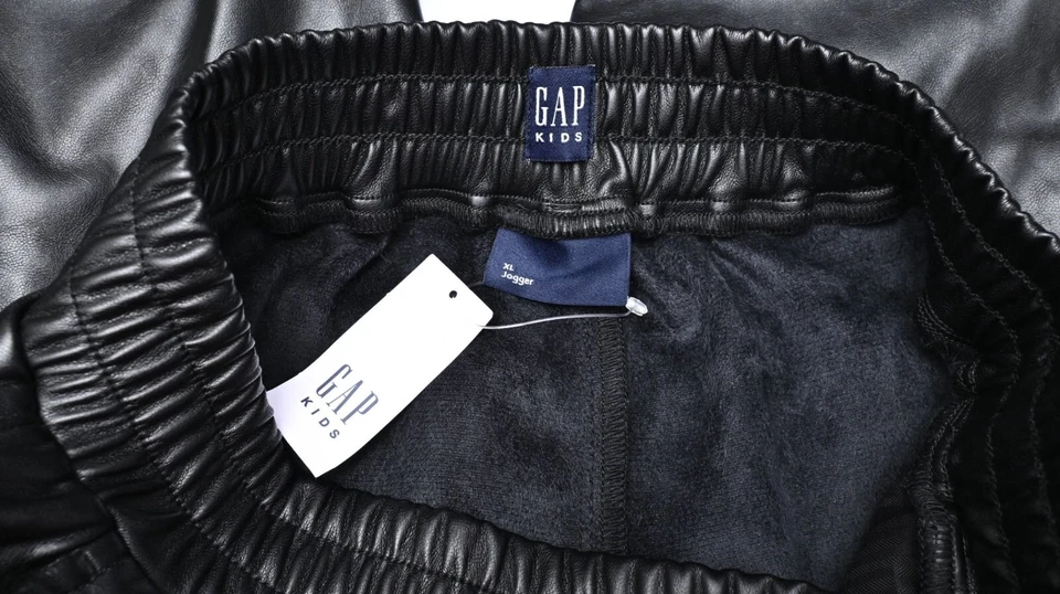 Girls Gap Kids Faux Leather Jogger Pants XL Black Elastic Waist & Pockets - Image 4 of 4