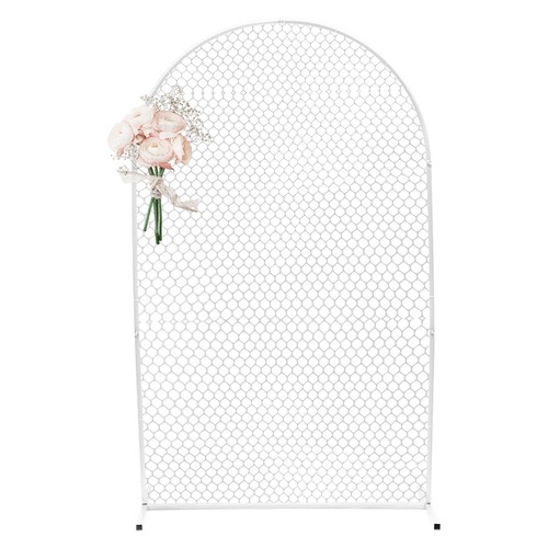 White Metal Wedding Arch Backdrop Background Mesh Wall Circle Balloon Arch Sale - Picture 8 of 15