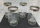 Vintage Set of 4 Silver Rim Monogramed "H" Etched Crystal Goblets Glasses