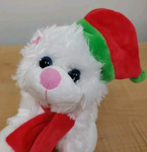 Kitty Cat White Christmas 7" Sitting Stuffed Plush Red Santa Hat Scarf Wal-Mart - Imagen 2 de 11