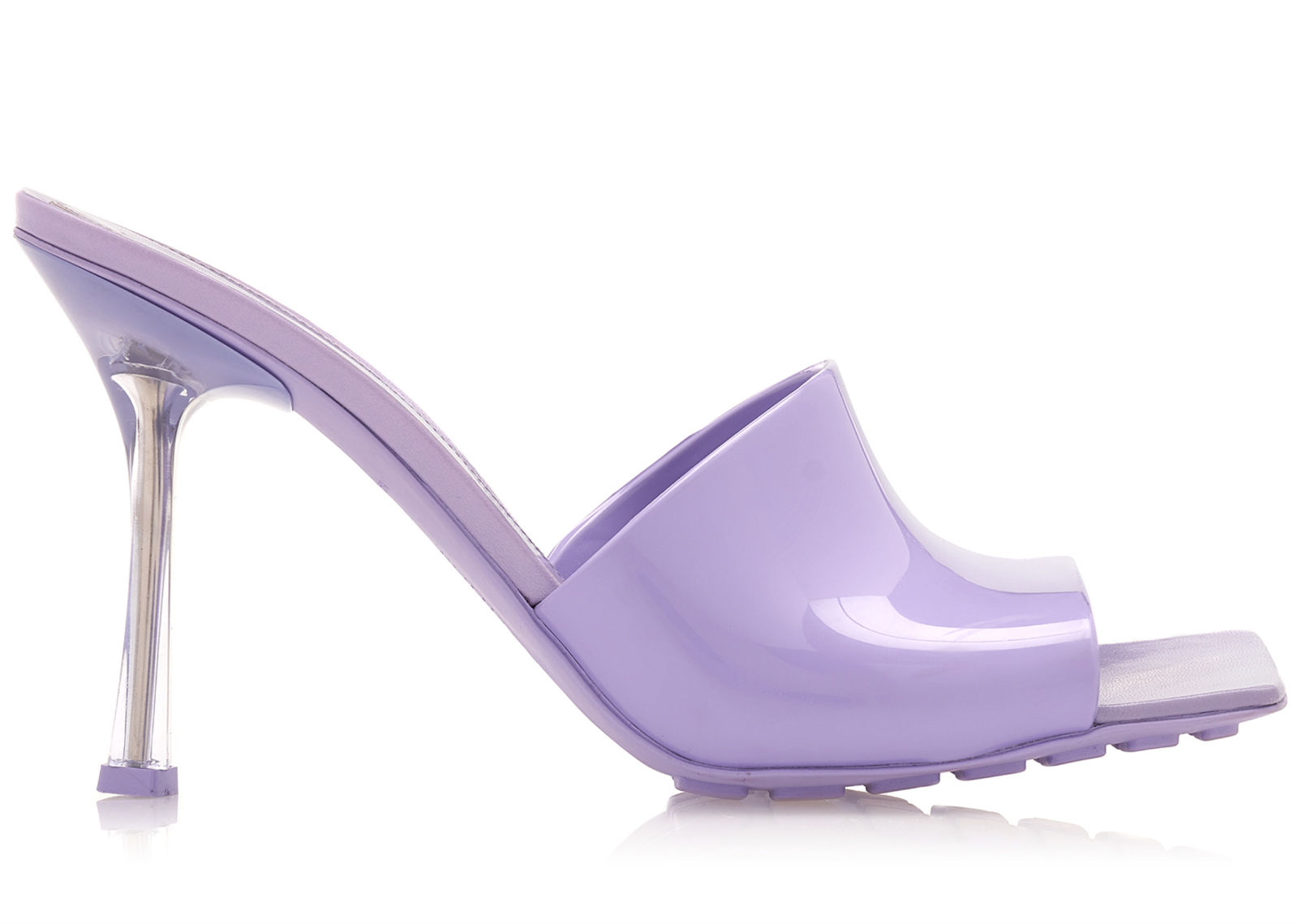 NIB Bottega Veneta Stretch Wisteria PVC Square Toe Slide Mule Pumps Sz 37 7 $950