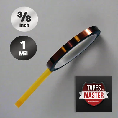 TAPES MASTER 3/8" X 36 Yds - 1 Mil Kapton Tape Polyimide High Temperature Sublimation Tape