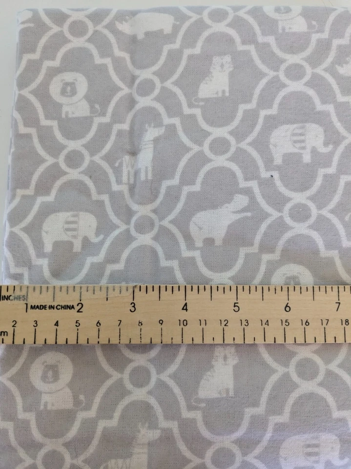 Joanne's Flannel Fabric Magic Moon Gray w/ Elephants, Pigs Hippos 51"x 42" - Image 2 of 4