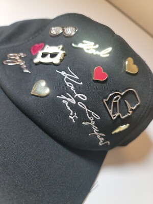 NEW Karl Lagerfeld Paris Black Polyester Strap-Back Baseball  display picture 1