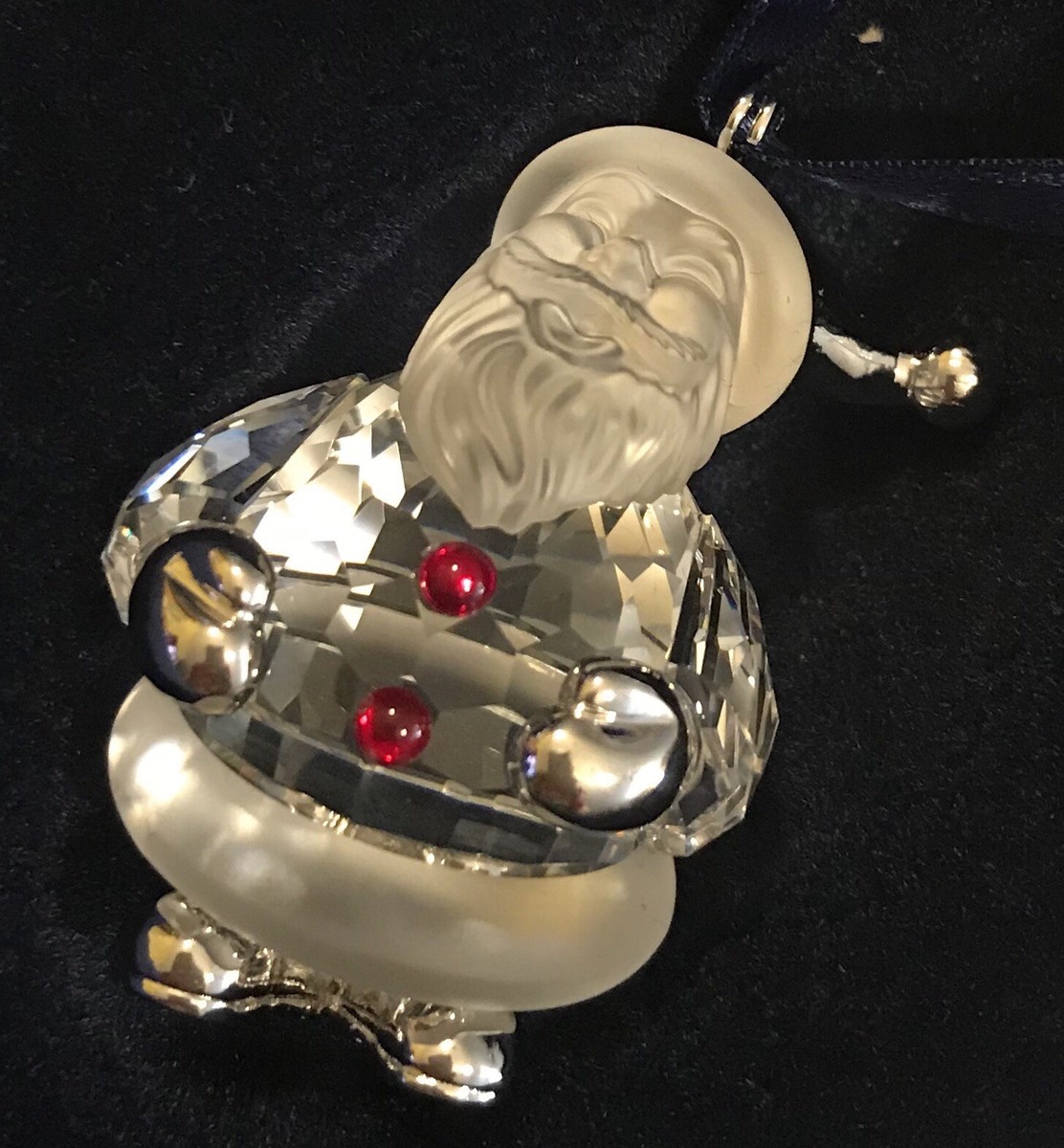 Swarovski Crystal Silver Mini Santa Claus Ornament New In Original