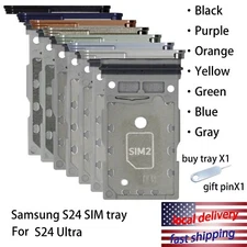 Original Dual SIM Card Tray + Pin Holder Slot For Samsung S24 Ultra 5G SM-S928