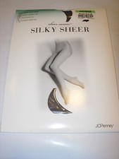 WOMENS JC PENNY SMOKE GRAY CONTROL TOP STOCKINGS PANTYHOSE NYLONS SIZE AVERAGE