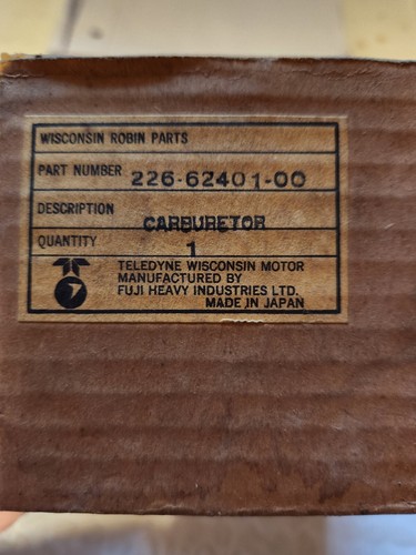 WISCONSIN TELEDYNE GENUINE ROBIN SUBARU 226-62401-00 CARBURETOR EY15 - Picture 2 of 4