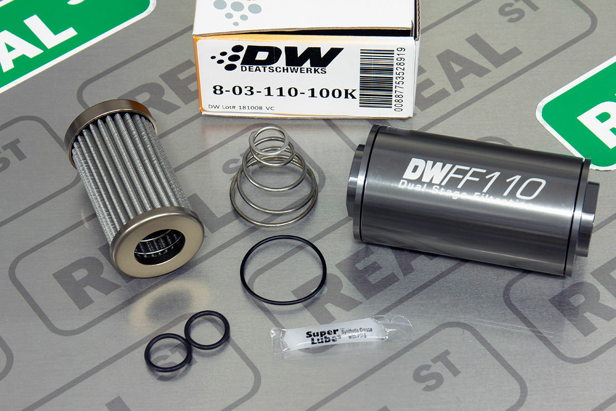 DW 110mm Inline Fuel Filter 100 Micron Stainless Steel E85