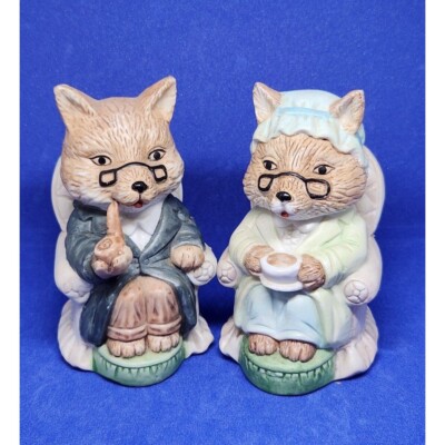Vintage Grandpa & Grandma Wolf 4'' Figurine Pair