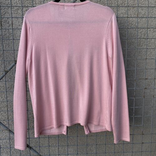 Cárdigan L bordado floral vintage rosa 83% seda rosa abotonado - Imagen 3 de 9