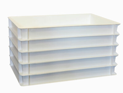 5 Stück Pizzaballenbehälter Eurobox Aufbewahrungsbox Weiß 60 x 40 x 7 Gastlando