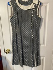 true vintage dress gray polka dot buttons med 