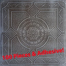 Glue Up, 20"x20" Styrofoam, LIMA Antique Silver, 100 PCS & Adhesive (8 Tubes)