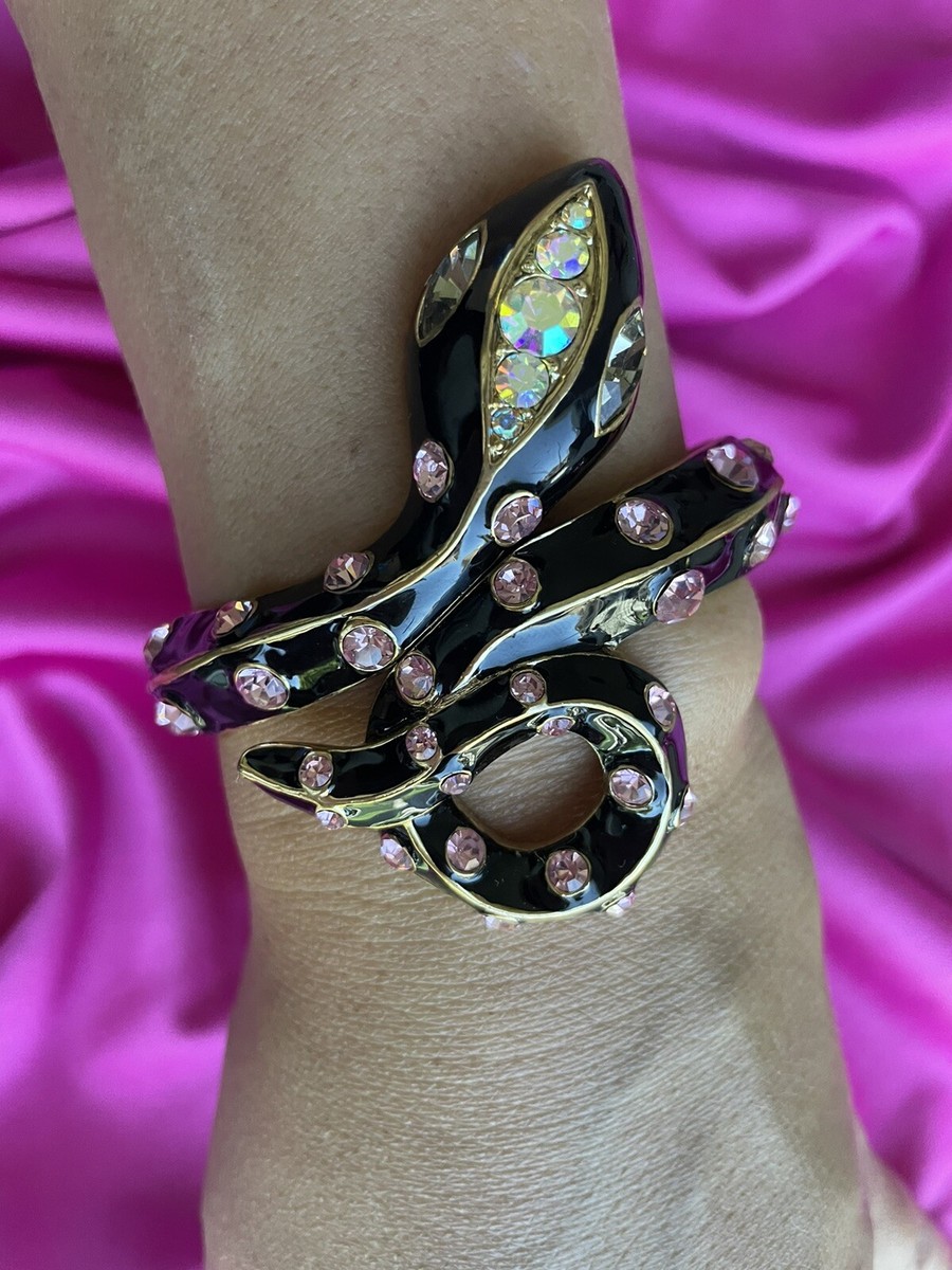 Betsey Johnson Asian Jungle Black & Pink Snake Coil Wrap