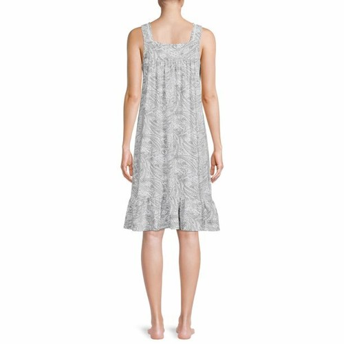 SECRET TREASURES WHITE GRAY SLEEVELESS PAISLEY NIGHTGOWN COTTON SPANDEX SMALL - Picture 4 of 6