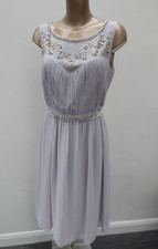 NEW Jacques Vert Occasion Midi Dress Size 14 Grey Party Lace Wedding Outfit