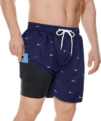 American Trends Men's 2XL Swim Trunks Board Shorts Quick Dry Compression Liner