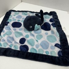 Carters Dark Blue Whale Plush Lovey Baby Security Blanket C