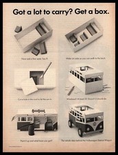 1962 Volkswagen Type 2 Bus "Get A Box" Balsa Wood Model VW Van Vintage Print Ad