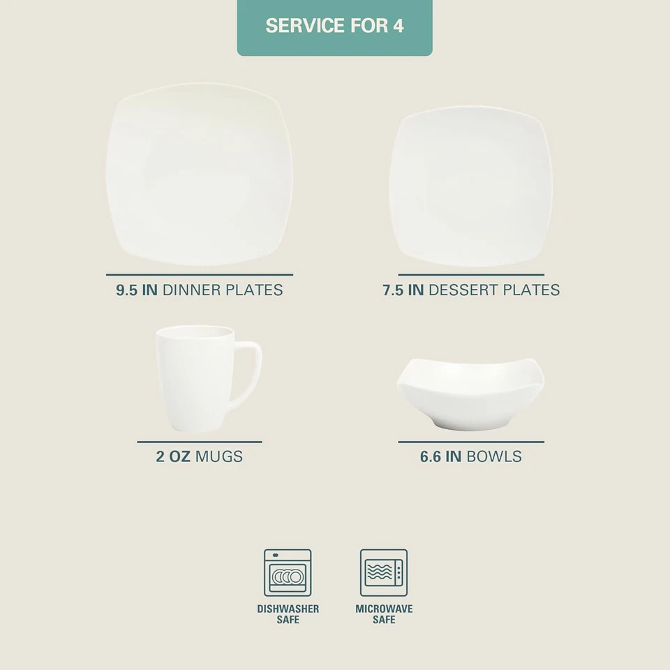 Platos de vajilla Gibson Home Zen Buffet de porcelana resistentes a astillas y arañazos, B Foto 2 de 4