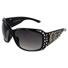 Rodeo Queen Mercy Women  s Fashion Sunglasses Black Frame w/ Bling Rhinestones