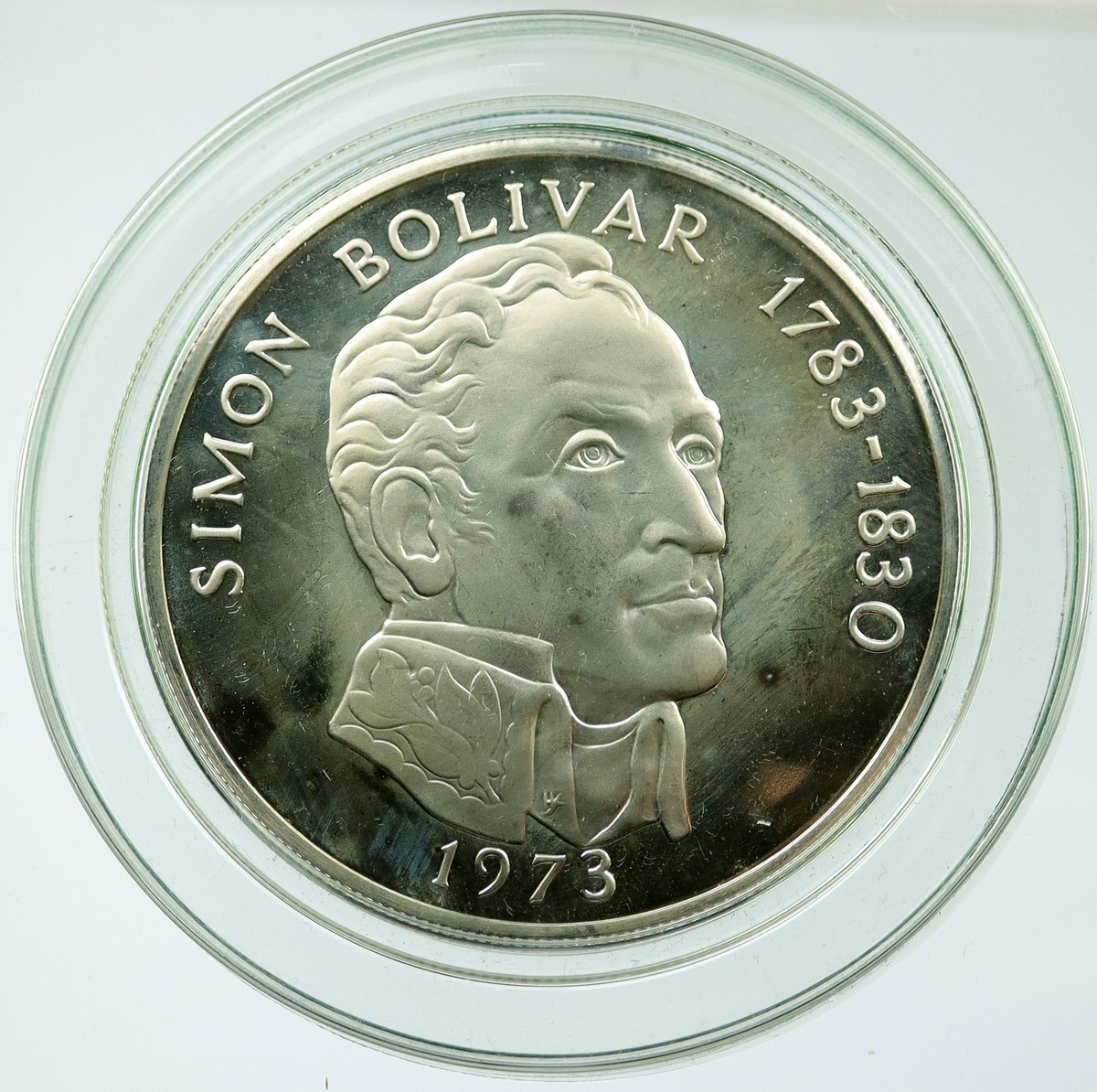コレクション S.BOLIVAR Republic of Panama 20 BALBOAS 1973 PANAMA Huge Vintage Proof Silver 20 Balboas Coin w