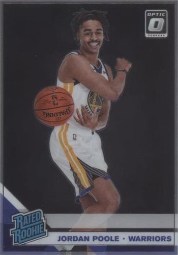 2019 DONRUSS OPTIC JORDAN POOLE WARRIORS BLUE ROOKIE AUTO #D19/25