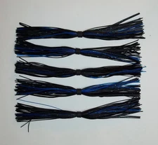 5 Custom Made Silicone Spinnerbait Skirts (Black/Blue) Bass Fishing-Fishing NEW