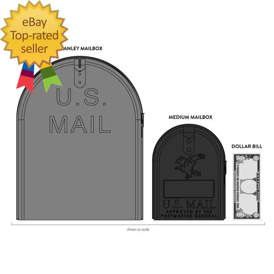 Gray, Extra Large, Steel, Post Mount Mailbox - Image 4 of 4