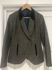 Jack Murphy Tweed Jacket Uk 10 Nicole 100% Shetland Wool Moon Hacking Suede