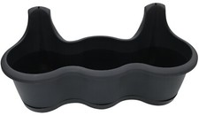 52cm Long Self-Watering Plastic Fence Planter with Removable Saucer, Black/Grey