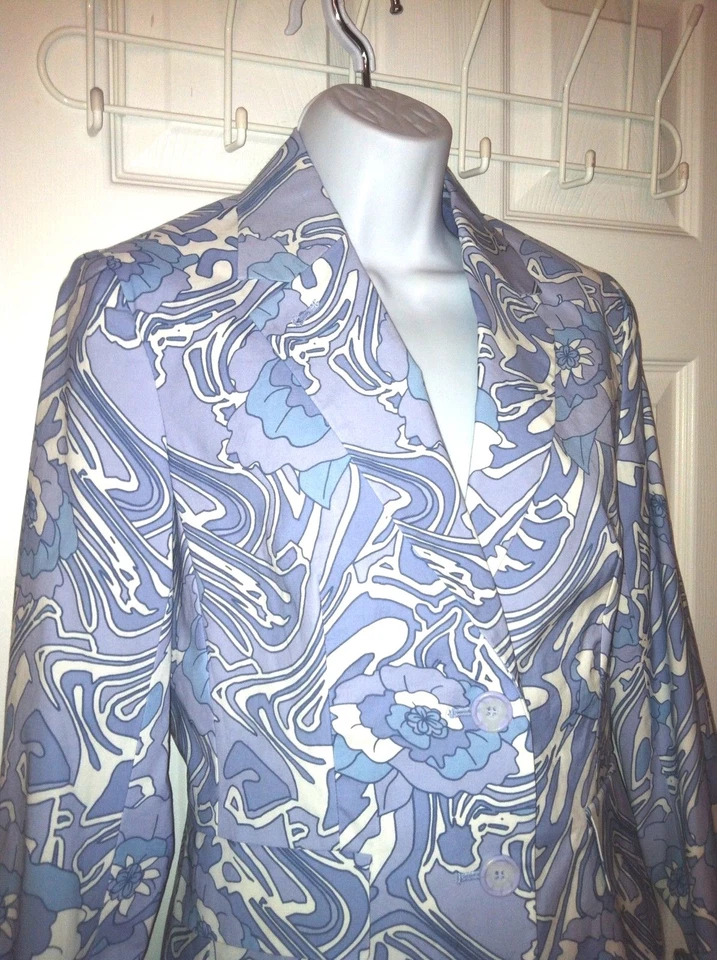NUEVO CON ETIQUETAS $179 KENNETH COLE Azul Blanco Blazer Chaqueta Abrigo Floral Hamptons Talla 6 Nuevo Foto 3 de 4