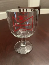 Vintage Anheuser Busch Budweiser Thumbprint Goblet, Thick Glass, Stemmed