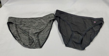 2 Pair Victorias Victoria's Secret Panties Gray Marled Black Cotton S M