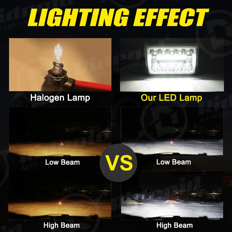 4x6" For Kenworth Peterbilt LED Headlights 357 379 378 Hi/Lo Seal Beam H4651 - Image 4 of 4