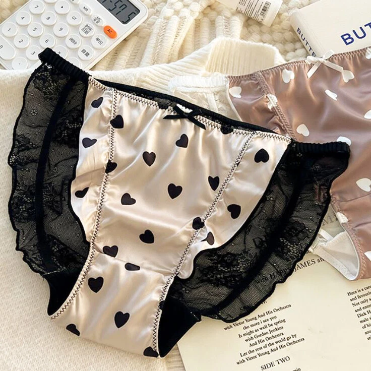 Paquete de 3 Sexy Mujeres Bragas de Satén Ropa Interior Encaje Transparente Lunares Calzoncillos Lencería Foto 3 de 4