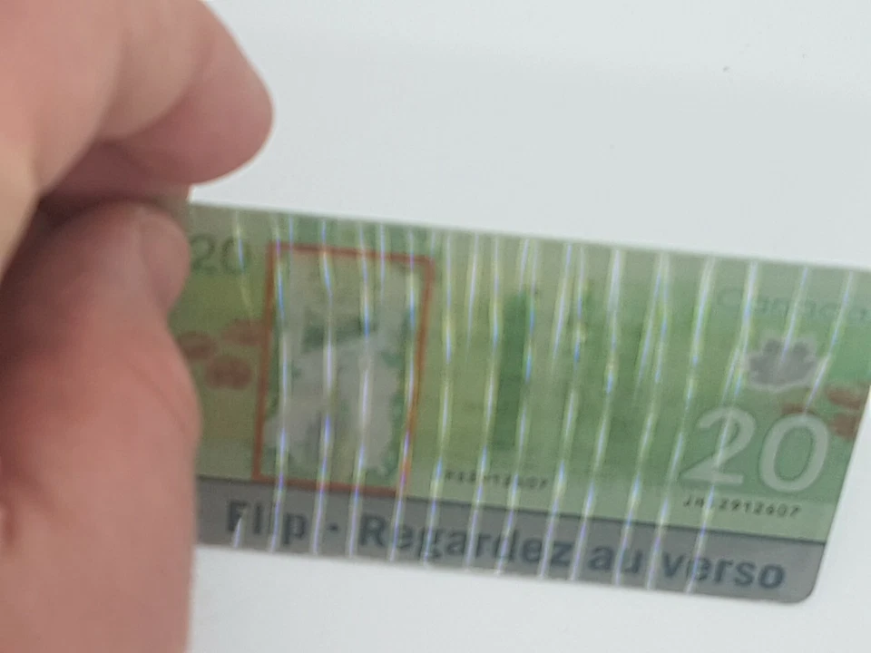 Tarjeta promocional de polímero 2012 $20 Feel Look billete abatible características de seguridad 7C007121 Foto 4 de 4