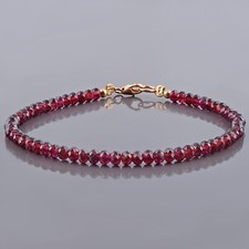 Natural Red Garnet Rondelle Gemstone Beads Bracelet Men Women 925 Silver Jewelry