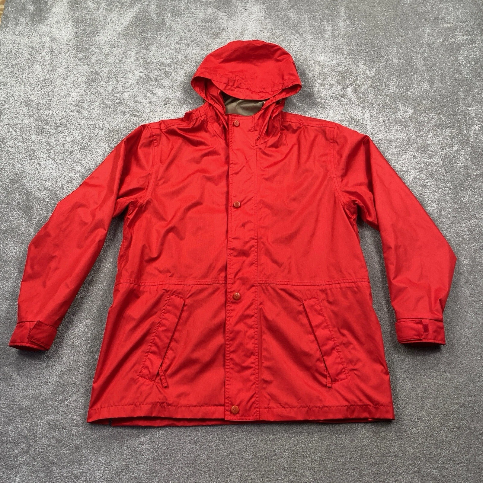 Outbak Trading Windbreak Packable Parka Jacket Size Small Red Hooded Outdoor