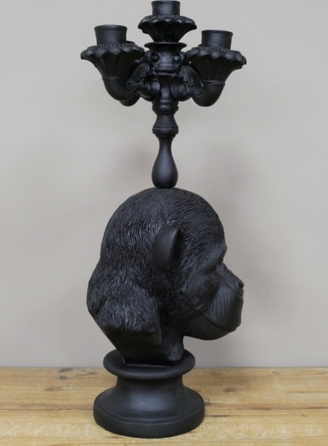 Candelabro de cena gorila mono negro candelabro soporte estatua adorno - Imagen 4 de 7