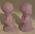 Vintage Fenton Satin Lavender Glass Praying Boy and Girl Figurine Purple Set