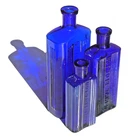 x3 Graduated 1895 Cobalt Blue POISON Glass Bottles - NOT TO BE TAKEN