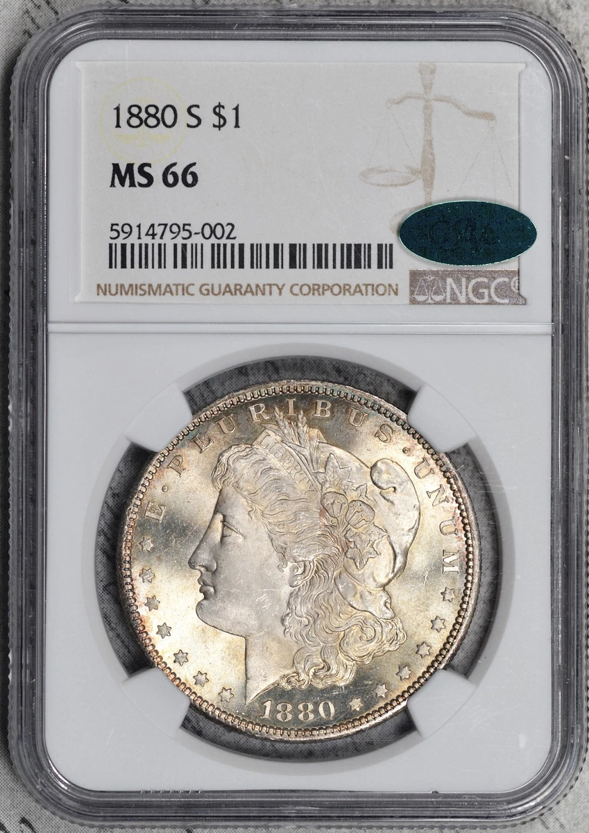 Silver MS 66 Graded 1880 Year Morgan US Dollars (1878-1921) for