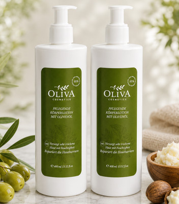 2x400 ml OLIVA Cosmetics pflegende Körperlotion  Olivenöl Sheabutter Body Lotion
