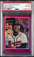 2024 TOPPS ARCHIVES PINK FOILBOARD #143 OZZIE ALBIES PSA 8