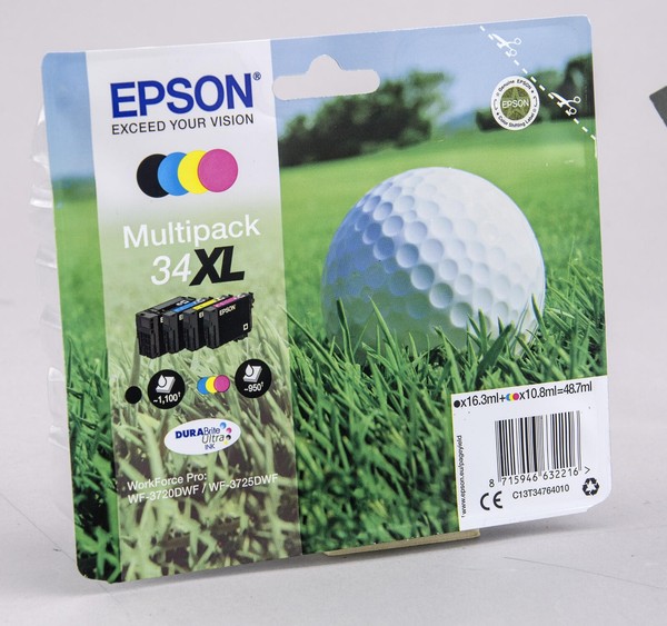 Epson Original 34XL Golfball Druckerpatrone 4Er Multipack Schwarz Cyan Magenta-image