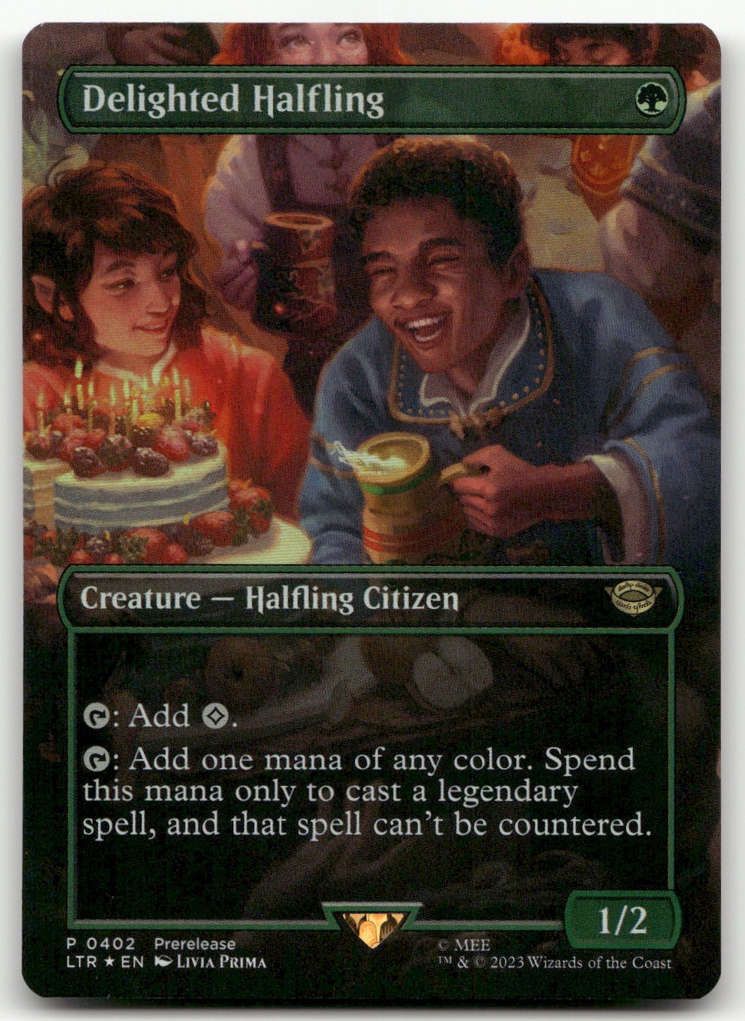 Delighted Halfling (Borderless) #402 (Foil) (NM) Lord of the Rings LTR Magic MTG