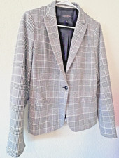Librarian Academia Banana Republic Classic-Fit Plaid Blazer SZ 10