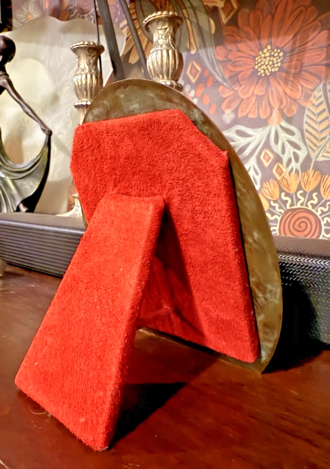 Antique Art Nouveau Bronze Oval Picture Frame Birds Floral Easel 1900s - Image 4 of 4